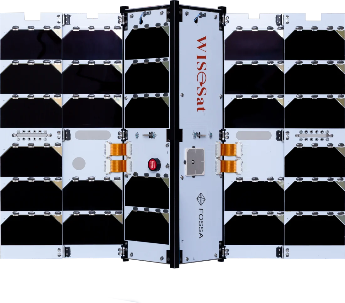 WISeSat 3.0, a 3U satellite with deployed solar panels