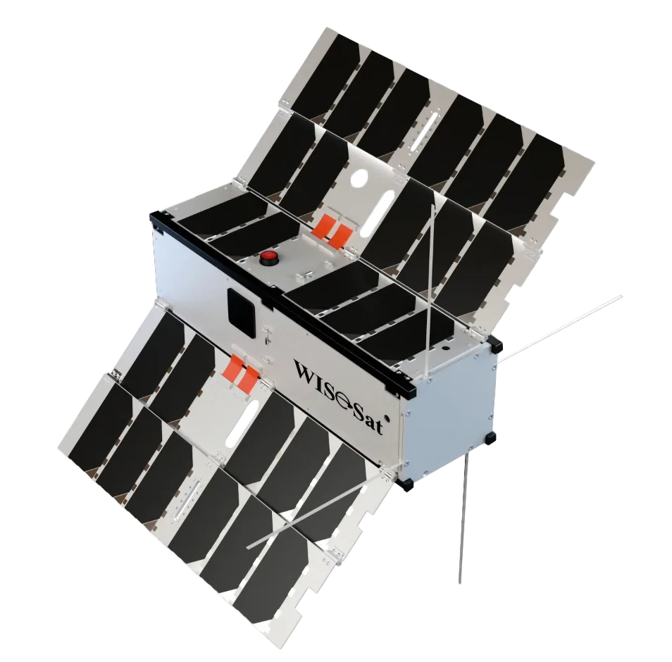 WISeSat CubeSat with deployed solar panels
